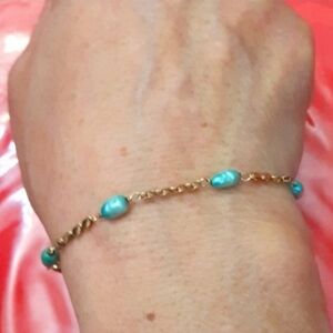 14kt solid yellow gold freshwater pearl bracelet